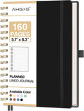 AHGXG Spiral Journal Notebook, 160 Lined Pages, A5 Medium Size (5.7'' x 8.3''), for Men & Women, Journaling, Writing, Work & Office, Hardcover, 100 GSM Thick Paper (Black)