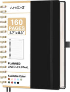 AHGXG Spiral Journal Notebook, 160 Lined Pages, A5 Medium Size (5.7'' x 8.3''), for Men & Women, Journaling, Writing, Work & Office, Hardcover, 100 GSM Thick Paper (Black)