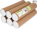 Paclord 4" x 18" Reinforced Kraft Paper Mailing Tube, Pack of 6 Tubes with 12 Caps – Secure USPS Approved Poster Tube – Cardboard Tube for Shipping and Storing Posters, Prints, Artwork, or Documents