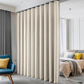 hoeflife Room Divider Curtains Blackout Floor to Ceiling Curtain with Hook Wall Mount Sliding Door Curtains Ceiling Mount Extra Wide Curtain Wall Divider for Room Separation (Beige, W180 x H84 Inch)