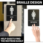 USA Made - Men's and Women's Restroom Signs ADA-Compliant Bathroom Door Signs for Offices, Businesses, and Restaurants, Black