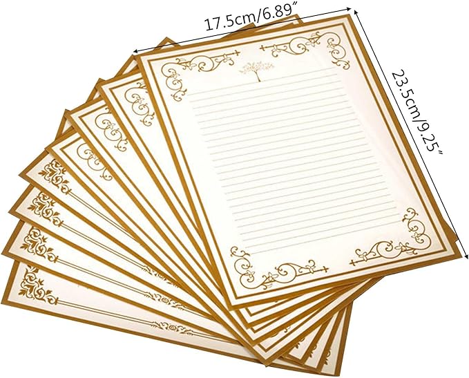 8 Pcs Vintage Letter Papers Set Printable Writing Paper Lined for Wedding Invitation Greeting Love Letters with Envelopes for Girls Women Men Stationary