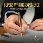 Scriveiner Silver Chrome Fountain Pen - Stunning Luxury Pen, Real Gold Finish Schmidt Gilded Nib (Medium), Best Pen Gift Set for Men & Women, Professional, Executive Office, Nice Pens