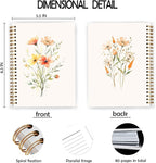 JWVK Vintage Floral Botanical Spiral Notebook, Cottagecore Flower Plant Botanical Notebooks for Note Taking, Rustic Wildflower Aesthetic Journal for Women, 5.5x8.3 Inch
