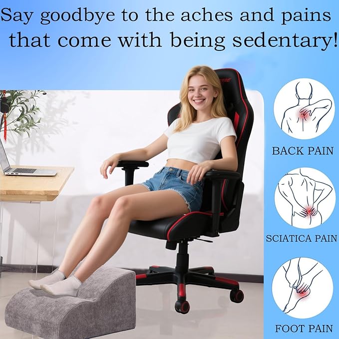 OpyTikar Foot Rest for Under Desk at Work.Multifunctional 3-Tier Foot Stool,with Washable Footrest.for Under Desk,Office Chair Gaming Chair & Sofa,Leg Elevation Pillow,Supports Posture (Grey)