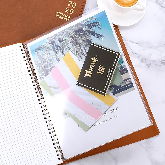 2026 Monthly Planner - 2026 Calendar/Planner 12 Months with Faux Leather, 8.86" x 11.4", Jan.2026 - Dec.2026, 15 Notes Pages, Strong Twin - Wire Binding, Pocket, Monthly Tabs, Perfect Organizer