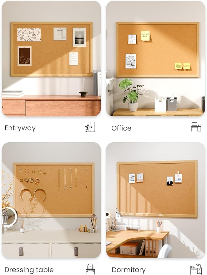 Fluxynara Cork Board Alternative, Felt Bulletin Board 36" x 24" Mustard Yellow Frame with 24 Adhesive Tabs, Pin Board for Home Office, Classroom, Entryway, Kitchen Wall Decor—Sunset Yellow