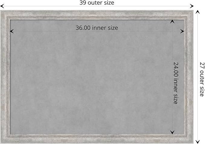 Amanti Art Silver Framed Magnetic Board 27x39 Large Vision Board for use with Magnets, 100% Metal Sheet to Display Items as Office Decor or for Home Organization in mudroom, Kitchen or Kids Room