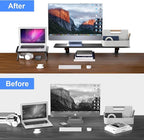 suptek Clamp-on 32 Inch Dual Monitor Desk Mount Riser Shelf Computer Stands for 2 Monitor,Laptop,Printer, Notebook,32.2” x 7.8” x 5.7”