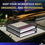 1InTheOffice Letter Trays for Desk Stackable, Front-Load Mesh Desk Tray Organizer, Black, 2 Pack