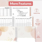 SUNEE 2026 Weekly and Monthly Planner - from January 2026 - December 2026, Daily Agenda Planner with Monthly Tab, Flexible Cover, Note Pages, Pockets, Bookmark, Spiral Binding, Pink Breeze, 8.5"x11"