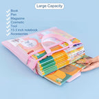 Pendancy Mesh Zipper Pouch 11x13.7 in, Large Double Pocket Waterproof File Bag with Handle, A4 Size Foldable Document Storage for Puzzle Project/Cross Stitch/Travel/Office（Blue）