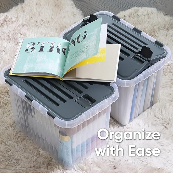 Superio 26 L Deep Storage Container with Hinged Lid 27.5 Quart (2 Pack)