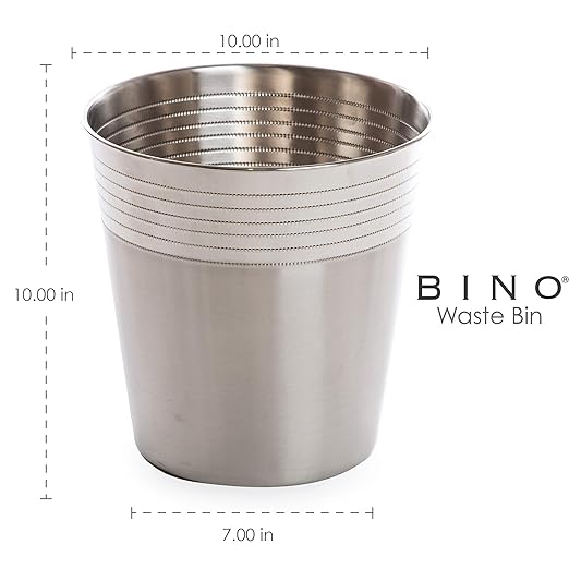 BINO Metal Waste Basket for Home, Office, Bathroom, Dorm, Kitchen and More | Trash Can Bin for Bedroom | Desk Trash Can | Home Essentials