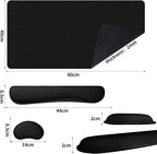 Leather Desk Pad, Black Desk Mat, Non-Slip Desk Protector Mat, Leather Desk Blotter, Computer Desk Pad, Waterproof Desk Mat for Home Office and Decor(31.5×15.7 Inches)