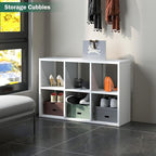IRONMIX White Cube Storage Organizer with Shelves, Metal Short Bookshelf with Storage, Modern Horizontal Bookshelf, Short Display Cabinet Cube Bookcase for Home Office Library (White, 1037-2 Set)