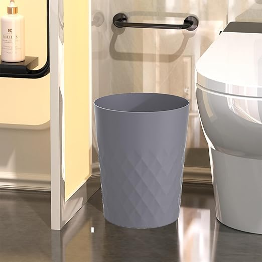 HOLTPHILI 1.8 Gallon Small Trash Can 2 Pack Bathroom Garbage Can Waste Basket Recycling Bin for Dorms Bedrooms Offices Kitchens, Grey