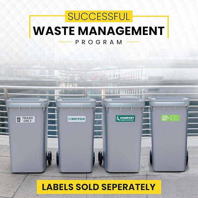 Trash Recycle Stickers – Heavy-Duty Trash Bin Labels - 3-5 Year Indoor/Outdoor Rated - Weather Proof, Ultra Durable - USA Made (6x2 inch), 2 Labels of Each, 4 Total