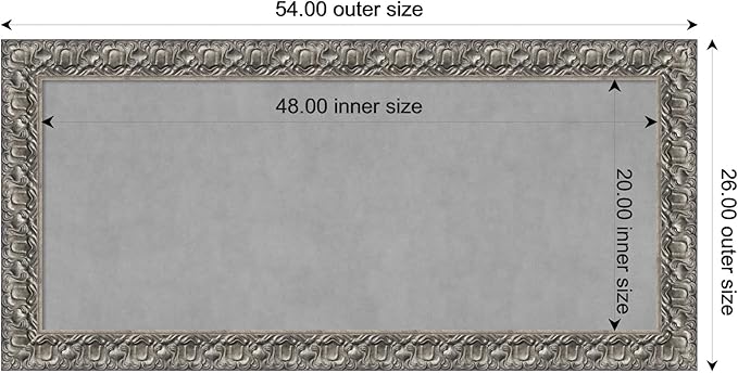 Amanti Art Silver Framed Magnetic Board 26x54 Oversize Vision Board for use with Magnets, 100% Metal Sheet to Display Items as Office Decor or for Home Organization in mudroom, Kitchen or Kids Room