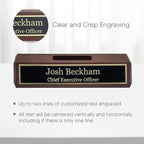 Business Wood Name Plate for Desk | Custom Desk Name Plate Personalized Gift for Office, The Perfect Engraved Name Plaque by Engraving International (2" x 10" with Card Holder, Walnut Wood)
