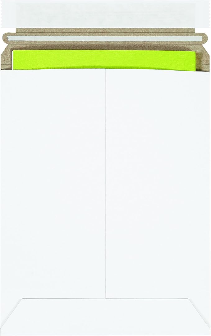 BOX USA StayFlat Envelope 7"L x 9"W 100-Pack for Keeping Photos, Documents & Artwork Protected During Mailing and Shipping