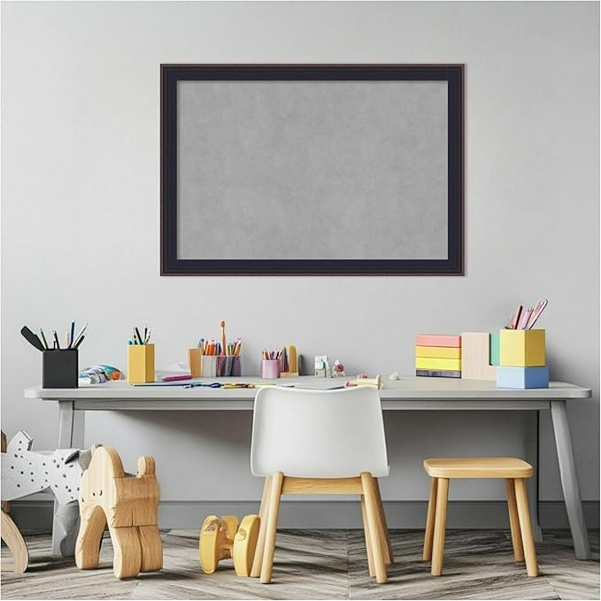 Amanti Art Black Framed Magnetic Board 19x27 Medium Vision Board for use with Magnets, 100% Metal Sheet to Display Items as Office Decor or for Home Organization in mudroom, Kitchen or Kids Room