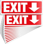 iSYFIX Exit Signs 12 Pack 12x4 Inch with Directional Down Arrows - Rust Free Aluminum, Laminated for UV, Weather, Scratch Resistance - Ideal for Offices, Schools, Theaters, Restaurants
