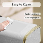 KHMMGK 8L/2.1 Gallon Small Bathroom Trash Can with Lid, Swing-Top Rectangular Waste Bin, Stainless Steel Garbage Can for Home, Office, Toilet, Bedroom, Living-Room (White)