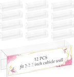 Cubicle Name Plate Holders Cubicle Name Plate Sign Holder Name Plate Bracket Double Sided Nameplates for Walls 2X8 PET Material Changeable Cubicle Name Plate Holder for School Office (12)