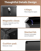 LAND·VOI Locking Wall-Mount Mailbox for Outside, with 4 Keys, Galvanized Steel Rustproof Metal Postbox, 3.1" Dx7.5 Wx10.8 H, Includes 3 Sets of Mailbox Numbers, Nameplate, Black, AMB32B