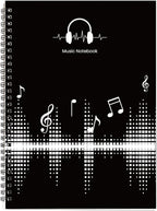 MAXCURY Blank Sheet Music Composition Manuscript Staff Paper Art Music Notebook Black 100 Pages 26x19cm (DJ)