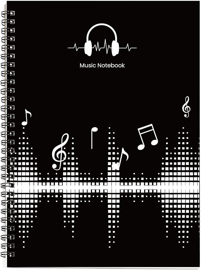 MAXCURY Blank Sheet Music Composition Manuscript Staff Paper Art Music Notebook Black 100 Pages 26x19cm (DJ)
