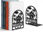 Personalized Name Book Ends Metal, Heavy Duty Bookends for Shelves Decorative, Dinosaur Non-Slip Book Stopper, Modern Bookshelf Decor for Home Office Desk, Gifts for Readers Color08