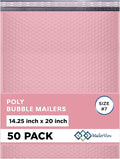 Light Pink Extra Large Poly Bubble Mailers 14.25x20 inch #7 | Self Seal Large Padded Envelopes | Air Cushioned Bubble Mailer | Usable Size 14.25x19 Lightweight Mailing Shipping Bags| 50 Pack Bulk