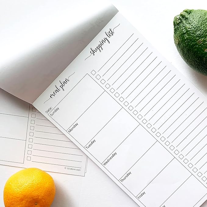321Done Magnetic Meal Planning Notepad - Large Letter Size (8.5x11) Weekly Menu Planner Tear-Off Refrigerator Fridge Shopping List Meals Grocery Memo Pad - Perforated Monday Start, Made in USA