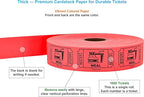 Tacticai 1000 Raffle Tickets, Meal, Red (1 of 8 Colors), Single Roll, Ticket for Events, Food, Class Reward, Fundraiser & Prizes