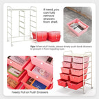 GLACER 10 Drawer Rolling Cart, Storage Cart with Lockable Whieels & Metal Frame, Trolley for Art Craft Oganizer, Mobile Utility Cart for Office, School, Classroom, Kitchen (Pink Gradient)