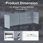 ERGO COLLECT Desk Privacy Panel,2PCS L-Shaped Clamp-On Office Desk Divider,2-in-1 Adjustable Acoustic Desktop Partition Or Under Desk Modesty Screen,for Office,Home,Felt (Grey, 47.2" x 15.7")