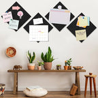 Bouiexye Felt Cork Board Tiles 6 Pack Black Bulletin Boards 12"x12" - 1/2" Thick Corkboards for Wall Bulletin Board Self Adhesive with 100 Push Pins for Wall School Home Office