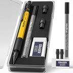 Nicpro 1.3 mm Mechanical Pencil Set with 12 Lead Refill, Eraser - Weatherproof Metal MP2000 Heavy Duty Carpenter Pencil for Outdoor Marking Drafting Drawing Sketching Woodworking - with Case