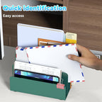 OUTIOE Mail Organizer Countertop, Small Desk File Organizer, Metal File Holder - Essential Workspace Organizers for Office Desk, Home Office (Green)