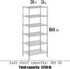 Regal Altair 24" Deep x 36" Wide x 86" Height Wire Shelving Kit | 6-Tier | NSF Commercial Storage Rack Unit