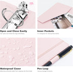 Ospelelf Vintage Hardcover 3 Ring 1 inch Leather Binder, Professional Binders Organizer Suitable for Letter Size Documents, Binder Dividers with Tabs, Faux Pink Leather