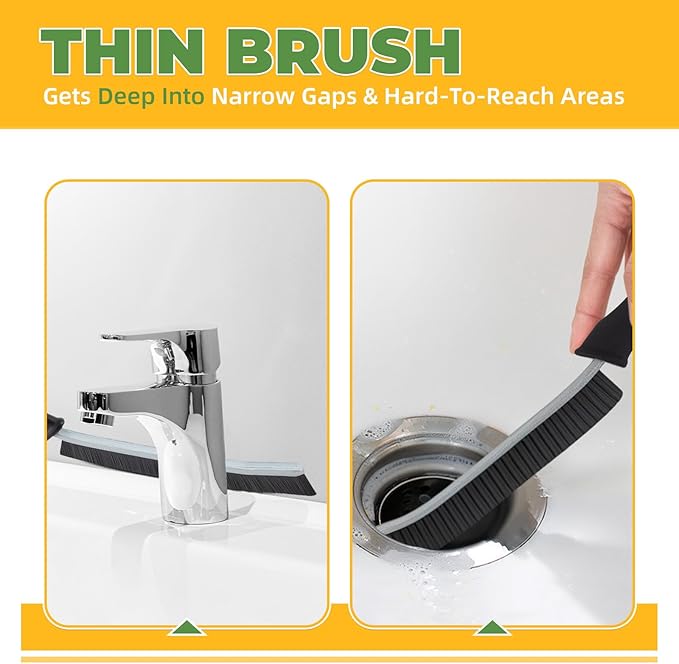 KMOSENIA Cleaning Brush - 3 Pcs Hard Bristle Crevice Cleaning Brush, Grout Brush, Scrub Brush Cleaning Supplies, Gap Cleaning Tools for Bathroom Kitchen Toilet Window Track (3, Black)