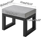IBUYKE 16 Inch Small Foot Stool Ottoman, Rectangle Linen Foot Rest with Padded Seat and Metal Legs, Modern Ottoman Foot Rest for Living Room Bedroom Entryway Couch, Grey-Blue WBD001L