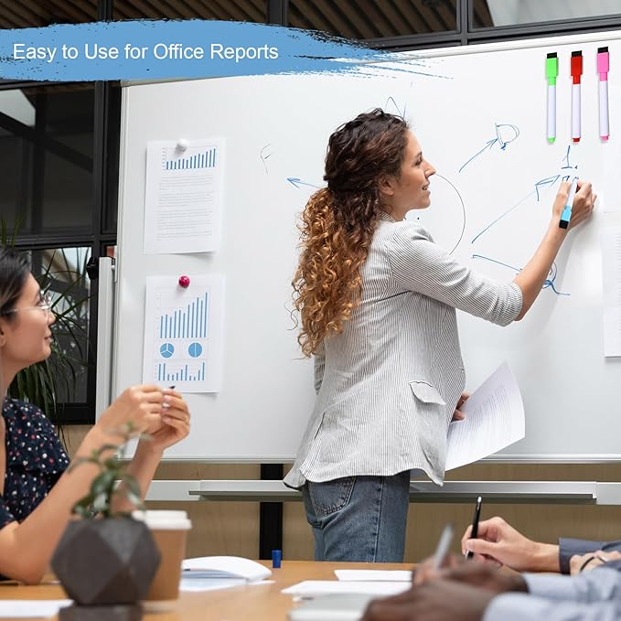 Kosiz 200 Pcs Magnetic Dry Erase Markers Fine Point Tip Whiteboard Markers with Eraser Cap Magnetic Dry Erase Pens Erasable Pens for Whiteboard Boards (Colorful)
