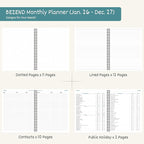 BEZEND Monthly Planner 2026-2027 (Spiral-8.5" x 11") 2 Year Calendar Book with Note Pages - Jan 26 to Dec 27-120 GSM Paper, Inner Pockets, Laminated Tabs, Vegan Leather Softcover - Mint Green