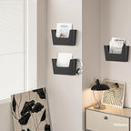 YOHOM No Drilling File Holder Wall Mails Magazines Organizer Adhesive Door Mount, Single Pocket, (White 1) (BLACK, 3 PCS)
