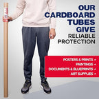 Paclord 2" x 48" Heavy-Duty Reinforced Cardboard Mailing Tube, Pack of 4 Tubes with 8 Caps – Secure USPS Approved – Great for Shipping and Storing of Prints, Artwork, Posters or Documents