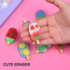 DOMG 16 Pcs Cute Fruit Shaped Ice Cream Erasers for Kids - Fun Food Erasers for Classroom Rewards & Party Favors